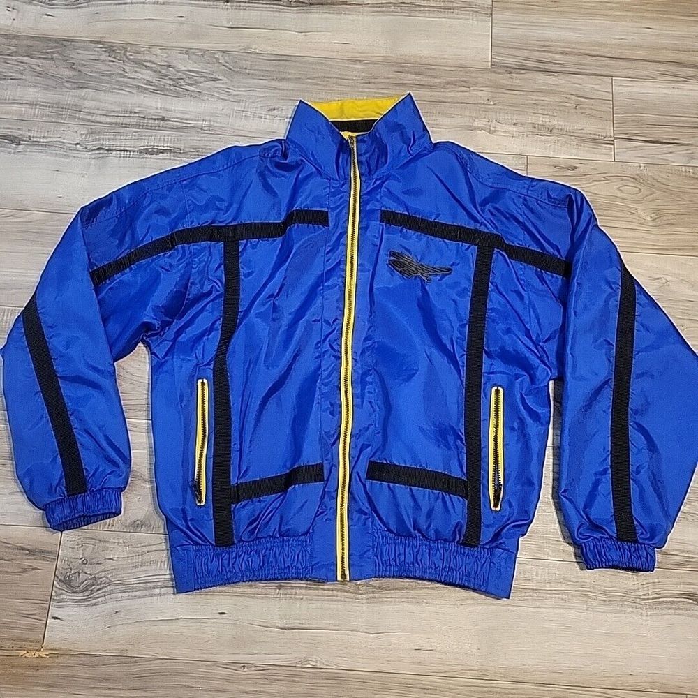Reebok Jacket‎ Mens Medium Blue Lined  Full Zip Coat Pockets Vintage